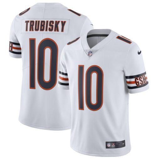 Men Chicago Bears #10 Mitchell Trubisky White Nike Vapor Untouchable Limited NFL Jersey